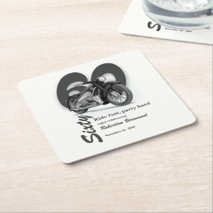 Dessous-de-verre Carré En Papier Promenade en moto grise classique à grande vitesse