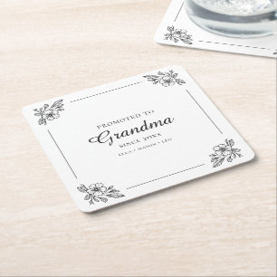 Dessous-de-verre Carré En Papier Promu à Grand-mère Classic Élégant minimal floral