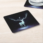 Dessous-de-verre Carré En Papier Protecteur lunaire de cerf (Incliné)