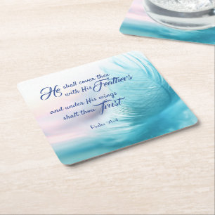 Dessous-de-verre Carré En Papier Psaume 91:4 Dessous de verre Carrés du roi James