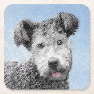 Dessous-de-verre Carré En Papier Pumi Peinture - Cute Original Chien Art