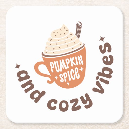 Dessous-de-verre Carré En Papier Pumpkin Spice & Cozy Vibes – Cute PSL Latte Fall (Devant)