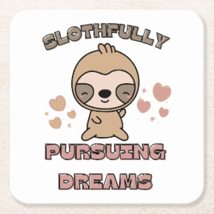 Dessous-de-verre Carré En Papier Punition d'animal de paresseux Kawaii