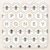 Dessous-de-verre Carré En Papier PURE HONEY Apiary Promotion Bee Honeycomb Dessous (Devant)