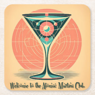 Dessous-de-verre Carré En Papier Quantum Entanglement Atomic Martini Club Cocktail