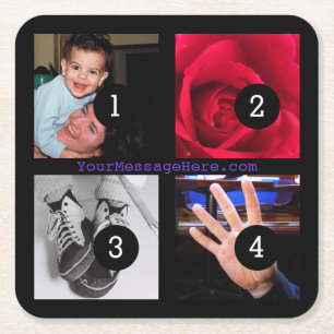 Dessous-de-verre Carré En Papier Quatre de vos photos et de votre texte rendent vot