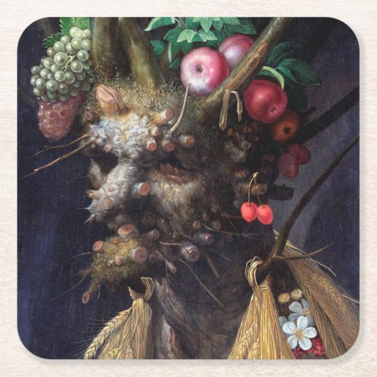Dessous-de-verre Carré En Papier Quatre saisons en une tête, Arcimboldo (Devant)