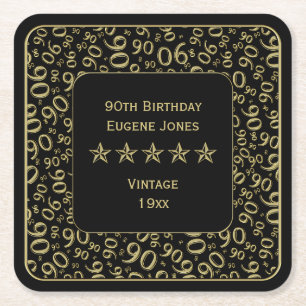 Dessous-de-verre Carré En Papier quatre-vingt-dixième Or de fête