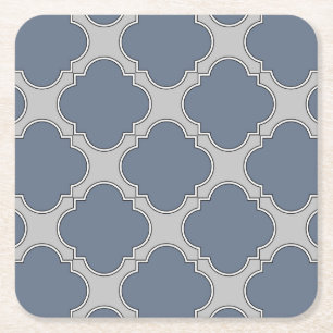 Dessous-de-verre Carré En Papier Quatrefoil gris bleu