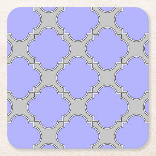 Dessous-de-verre Carré En Papier Quatrefoil periwinkle et gris