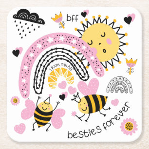 Dessous-de-verre Carré En Papier Queen Bees Best Friends Forever Cute
