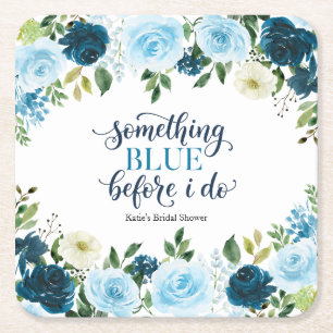Dessous-de-verre Carré En Papier Quelque Chose de Bleu Avant de Faire Navy Floral M