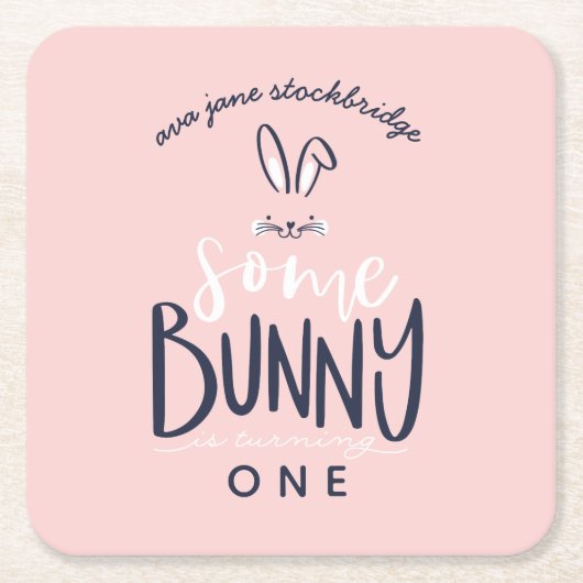 DESSOUS-DE-VERRE CARRÉ EN PAPIER QUELQUES BUNNY ANNIVERSAIRE (Devant)