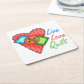 Dessous-de-verre Carré En Papier Quilt d'amour en direct (Incliné)