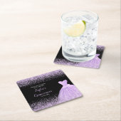 Dessous-de-verre Carré En Papier Quinceanera Lumière Violet Parties scintillant Fau (En situation)