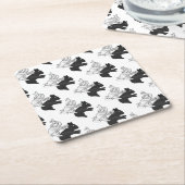 Dessous-de-verre Carré En Papier Rabbit Silhouette main (Incliné)