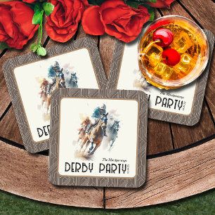 Dessous-de-verre Carré En Papier Racehores Derby Party Brown