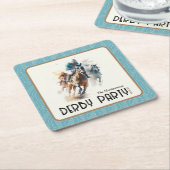 Dessous-de-verre Carré En Papier Racehores Derby Party Turquoise (Incliné)