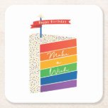 Dessous-de-verre Carré En Papier Rainbow Cake Joyeux anniversaire Faire un voeu<br><div class="desc">Rien ne dit la fête comme un gâteau d'anniversaire coloré à l'arc-en-ciel. Ces dessous de verre rendront votre fête d'anniversaire plus festive.</div>
