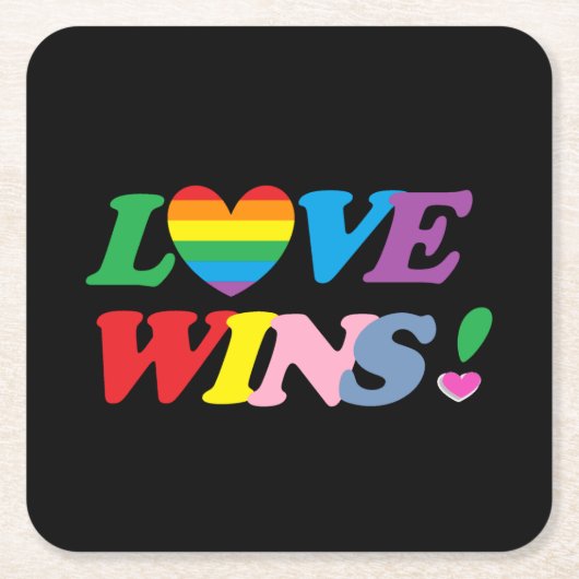 Dessous-de-verre Carré En Papier Rainbow Love Wins Pride Heart LGBT (Devant)