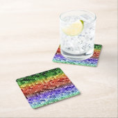 Dessous-de-verre Carré En Papier Rainbow Mosaic Pattern (En situation)