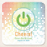 Dessous-de-verre Carré En Papier Rainbow Pixels jeu vidéo Gamer Bar Mitzvah<br><div class="desc">Joueur de pixel plume couleur arc-en-ciel ou jeu vidéo Bar Mitzvah dessous de verre de papier personnalisé. Cette conception de jeu vidéo inspirée par un joueur non traditionnel dispose d'un bouton d'alimentation à partir d'une console de jeu vidéo. Il y a aussi des pluies arc-en-ciel de couleur vive ou des...</div>