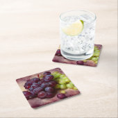 Dessous-de-verre Carré En Papier Raisins Rouge Et Vert (En situation)
