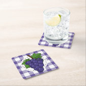 Dessous-de-verre Carré En Papier Raisins sur Plaid violet blanc (En situation)