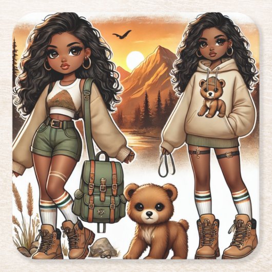 Dessous-de-verre Carré En Papier Randonnée Aventure & Style (Devant)