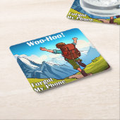 Dessous-de-verre Carré En Papier Randonnée Woo-Hoo a oublié mon téléphone (Incliné)