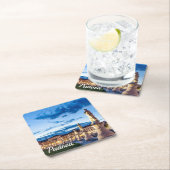 Dessous-de-verre Carré En Papier Rangée de statues illuminées à Padova (En situation)