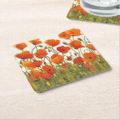 Dessous-de-verre Carré En Papier Rangées de pavots I (Incliné)