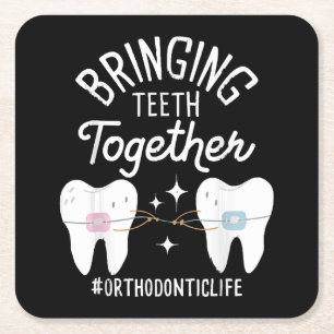 Dessous-de-verre Carré En Papier Rapprocher les dents - Orthodontiste 