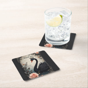 Dessous-de-verre Carré En Papier Rare comme un cygne noir, éternel comme l'amour vr