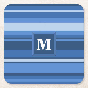 Dessous-de-verre Carré En Papier Rayures bleues Monogram