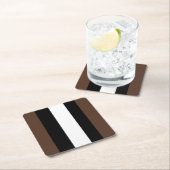 Dessous-de-verre Carré En Papier rayures Brown, noir et blanc (En situation)