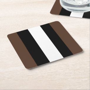 Dessous-de-verre Carré En Papier rayures Brown, noir et blanc