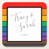 Dessous-de-verre Carré En Papier Rayures de blocs de couleurs arc-en-ciel (Devant)