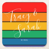 Dessous-de-verre Carré En Papier Rayures de blocs de couleurs arc-en-ciel (Devant)