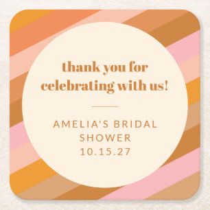 Dessous-de-verre Carré En Papier Rayures personnalisées de coucher de soleil rose r