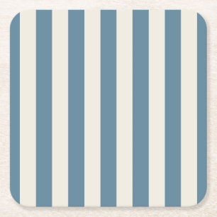 Dessous-de-verre Carré En Papier Rayures verticales bleues et crème