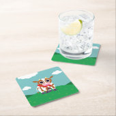 Dessous-de-verre Carré En Papier Reba la vache (En situation)