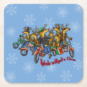 Dessous-de-verre Carré En Papier Rebelles sans Claus Reindeer Blue Holiday