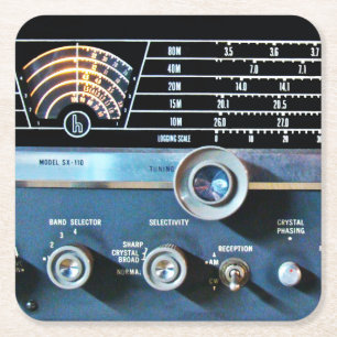 Dessous-de-verre Carré En Papier Récepteur radio vintage à ondes courtes