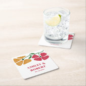 Dessous-de-verre Carré En Papier Réception de mariage floral Nouveau et lumineux (En situation)