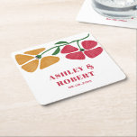 Dessous-de-verre Carré En Papier Réception de mariage floral Nouveau et lumineux<br><div class="desc">Une palette de couleurs vives et modernes distingue cette suite mariage du reste. Le design comporte un bouquet floral stylisé,  et vous pouvez customiser tout le texte.</div>