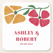 Dessous-de-verre Carré En Papier Réception de mariage floral Nouveau et lumineux (Devant)