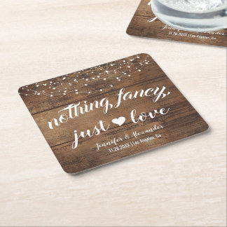 Dessous-de-verre Carré En Papier Réception de mariage rustique en bois
