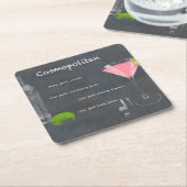 Dessous-de-verre Carré En Papier Recette Cocktail Cosmopolite (Incliné)