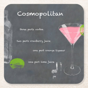 Dessous-de-verre Carré En Papier Recette Cocktail cosmopolite
